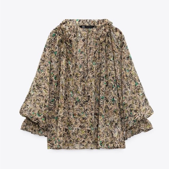 Zara ruffled print blouse - Picture 1 of 5